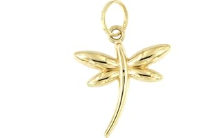 FORME DI LUCCHETTA Lucchetta - Ciondolo Libellula in Oro Giallo 14 carati, Simbolo di Libertà e Cambiamento | Charms e Ciondoli per Bracciale e Catenina (fino a 4mm) | per Donna Ragazza Bambina