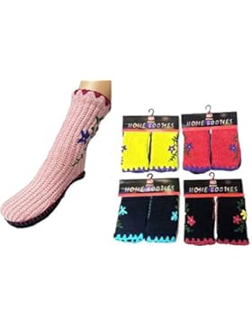 1 Paar Mädchen ABS Socken Anti-Rutsch Winter Socken Haussocken Blume s002c