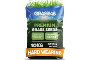 IVISONS Grassias Premium Hard Wearing Grass Seed – 10KG Premium Quality Lawn Seed for Overseeding & New Lawns – Pet Friendly - Perfect Grass Seeds for UK Lawns - Defra Approved Lawn Seeds