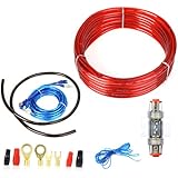 KKmoon 1500W Car Audio Wire Wiring Amplifier Subwoofer Speaker Installation Kit 8GA Power Cable 60 AMP Fuse Holder 5m Cable[E