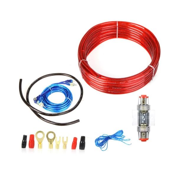 1500W Car Audio Wire Wiring Amplifier Subwoofer Speaker Installation Kit 8GA Power Cable 60 AMP Fuse Holder