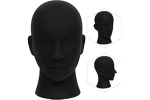 YYQXZG Mannequin Head Glossy Professional Head PVC Maschio-Adulto Mannequin Head Display per occhiali, cappello, console di gioco, parrucche, cuffia (Matte black)