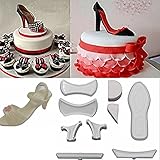 molde zapato fondant Producto de alta calidad. Somtis 9 Piezas de Zapatos de tacón Alto para Fondant, Molde para Tartas, Molde de azúcar, Herramientas de decoración