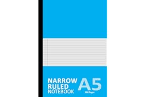 Narrow Ruled Notebook: Narrow Ruled A5 Exercise Book, 100 Pages, 90gsm | 5mm Line Spacing And Margin Notepad | Extra Narrow Ruled Lined Journal Note ... Journaling, School, Office, Home, etc. - Blue