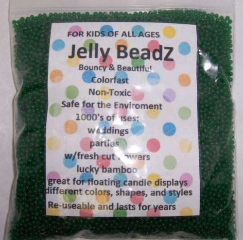 8oz -Almost 15,000 Jelly BeadZ? Water Bead Gel - GREEN- Heat Sealed Bag- Water Pearls Gel Beads- Wedding &amp; Event Centerpieces by LAW