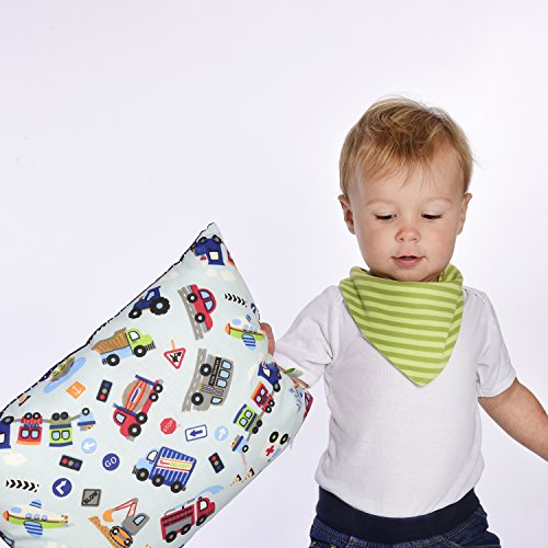 La Petite Unique | 35 x 25 cm Kinder-Kopfkissen | kindgerecht gestaltetes Kinderkissen | 100% schadstofffreies Kuschel-Kissen | waschbares Babykissen | vollständig Ökotex zertifiziert | Autos Blau - 6