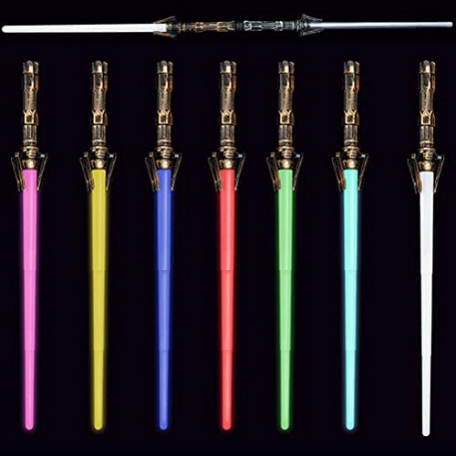 2-in-1 Led 7 Color Alternating Mode Expandable Laser Sword Double Bladed Dual Sabers (2 Pack)