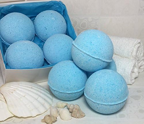 Blue Ocean Large Luxury Bath Bombs x4 in gift box Handmade by Fizzy Fuzzy.