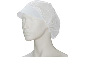 BICAP Cloche jetable avec visière - 46 cm - Blanc - Couverture non tissée - Casquette jetable