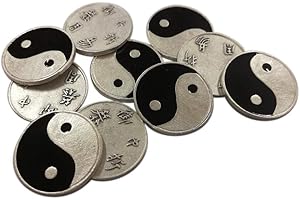 lazzaro italy Monete TAO Yin Yang placcate Argento - Oracolo I Ching e Portafortuna - Diametro Moneta Cm 2,1 - N. 10 Pezzi