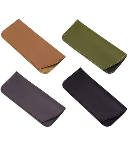Set Da 3 Custodie Per Occhiali In Pelle PU Morbida: Protezione Antiurto Per Occhiali Da Sole E Da Vista - Nero, Blu, Marrone - 2
