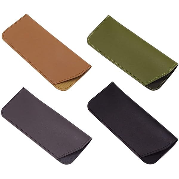 2 Custodie Per Occhiali In Pelle - Morbide, Portatili, Per Uomo E Donna, Nero E Blu - Foto 4