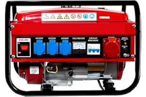 SVE Generatore Elettrico Benzina 15L 5500W 230/380V 4 Spine (2500W Trifase 3000W Monofase) Motore 4 Tempi