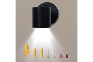 CHEVVY 6W LED Luz de Pared Interior Giratorio 350° Botón de Metal Spot de Pared Luz Blanca Fría Foco de Pared para Sala de Estar Dormitorio-con Herramienta de Desmontaje