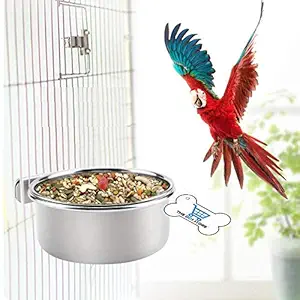 THE DDS STORE Stainless Steel Birds Coop Cup Feeder Bowl with Clamp Holder, 500 ml Single PC