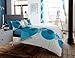 vegliatino Luxury Complete Set Bedding Duvet Quilt Cover Set Single Double & King Size Solo Cream/Teal King
