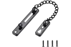 Huture Tür Sicherheitskette Kettenschloss Türkette aus Edelstahl Gießen Türsicherung Front Kette Kratzschutz mit Schrauben Hardware Hotel Familie Innentüren Türen Fenster Schwarz gebürstetes Chrom