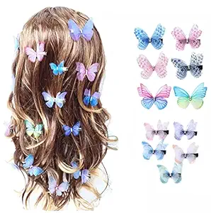 Nyamah Sales 10 Pieces 3D Butterfly Hair Clips Glitter Hair Styling Hair Accessories for Women and Girls Multicolor Multi design