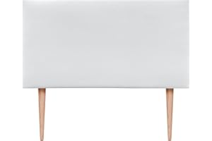 DHOME Testiera in similpelle o tessuto AQUALINE liscia con gambe Testiera imbottita Testiera letto di lusso (90x105cm con Gambe (Letto 70/80/90), Similpelle Bianco)