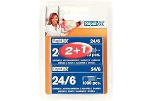 LEITZ RAPID 20710621 - Caja 1000 grapas 24/6 mm (2+1) x1000 Standard (en blíster) galvanizada