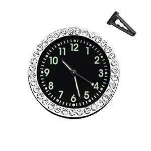 idain Car Dashboard Clock - Mini Vehicle Clock Decoration Air Vent Cilp (Black, Digital Luminous + White)