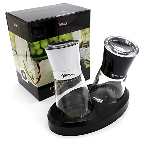 Moderne Salzmühle Pfeffermühle Gewürzmühle (2 Stück) Set, einstellbares Keramikmahlwerk für Pfeffer Grobes Himalya Salz Meersalz Chilli, Manuelle Kräutermühle - 2