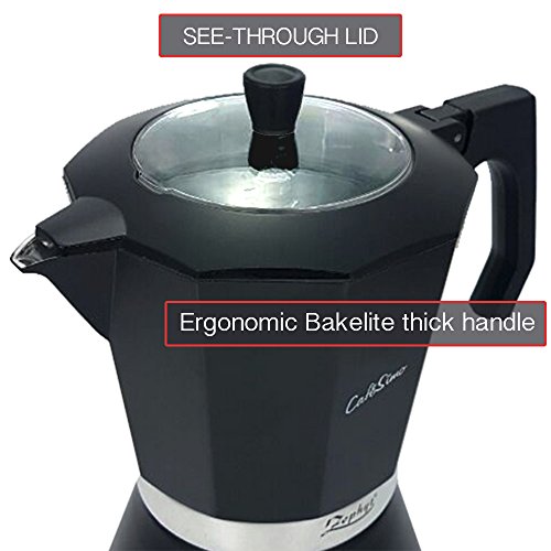 ZEPHYR Z-1173-DI12 CafeSimo 12 Tassen Italienisch Aluminium Espresso Kaffeemaschine Herd Oben Induktion mit Anti-Kalk-Function 600 ml, 0,6 L schwarz - 5