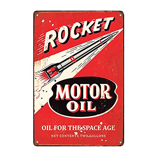 Mega-deal Rocket Motor oil gas olio garage auto Shop rustico metallo Decor 30,5 x 20,3 cm