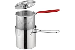 REACHMALL Fritteusentopf aus Edelstahl, Nudelkorb mit Sieb, Küchenbratpfanne, Frittiertopf mit Griffen zum Braten von Hühnerbeinen, getrocknetem Fisch, Chips, Hühnerkoteletts