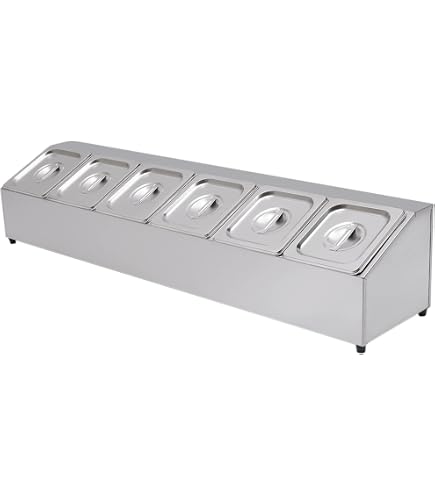 Edelstahl-Zutatenbehälter Mit Deckel – 6 Fächer, Abnehmbar, Staub- & Insektendicht – Für Pizza-Toppings, Gewürze, Obst & Mehr
