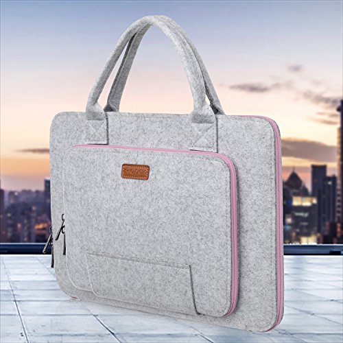 Ropch 15 6 Zoll Filz Sleeve H  lle Laptop Tasche f  r 15 - 15 6 Zoll Acer   Asus   Dell   HP   Lenovo - Grau   Rosa