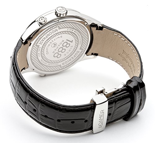 Roamer Men's Quartz Watch with Black Dial Chronograph Display and Black Leather Strap 508821 41 53 05
