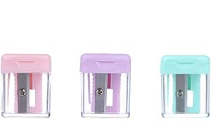 DIVISTAR 3pcs Taille-Crayon avec Réservoir en Plastique Maquillage Portable Mini pour Crayon à Souris Papier Couleur Aléatoire