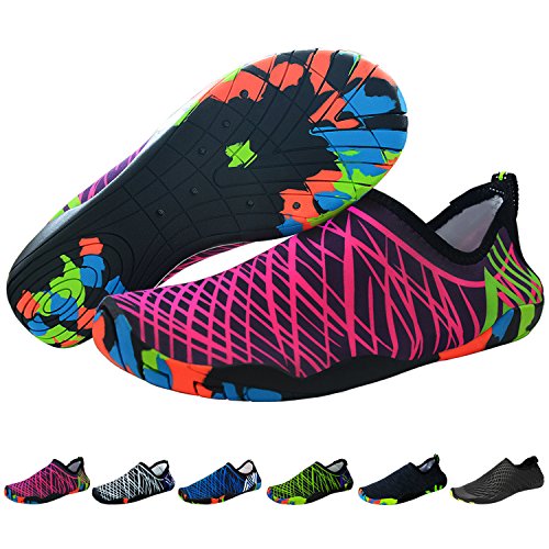 U-Goforst Barefoot Water Shoes Mens Womens Quick Dry Unisex Sports Aqua Shoes For Swim,Beach,Yoga,Walking,Lake,Garden,Park,Driving,Boating (6UK-39EU, Rose Purple)