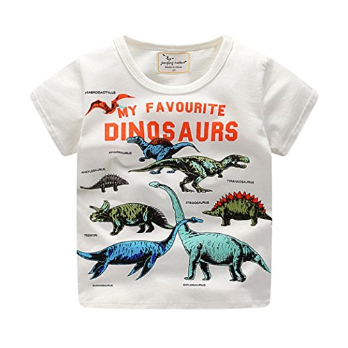 Camiseta Niño, Zolimx Ropa para Bebés Pequeños Niños Ropa de Manga Corta con Estampado de Dinosaurios Blusa (Blanco, 3 años)