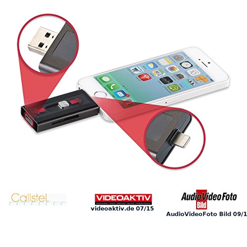 Callstel microSD-Speichererweiterung für iPhone, iPad ,MFi-zertif., bis 128GB