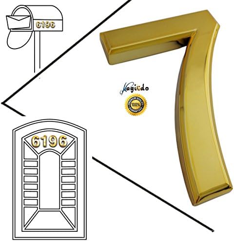 Magicdo® 3/pack 2-3/4” Golden Modern House Numbers, Modern Mailbox Number Sticker, 3D Shining Reflective Number, Self-Stick Number, Floating Appearance Number, House Number Signs (Number 7)