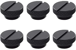 GREENDRACAENA dracaena.io 6 Pack G1/4" Thread, Thin Water Stop Plug Fitting with Coin Slot for Computer Water Cooling System, Durable Brass/Copper Material, Black