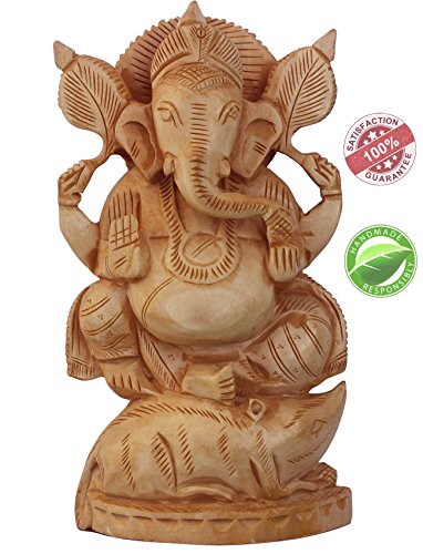 SouvNear Herr Ganesha Statue - 20.3 cm- Holz - braun- dekorativ Figuren und Skulpturen aus Indien