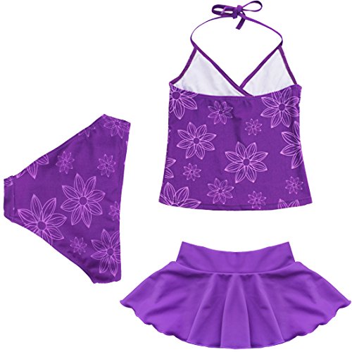 iEFiEL Mädchen Badeanzug 3tlg. Bikini Badeset Schwimmanzug Neckholder Tankini Outfits 92-164 - 2