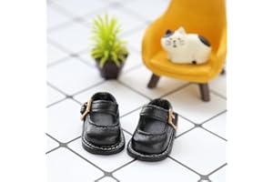 XiDonDon 3.5 x 1.6cm Doll Shoes for Big Fish Body, Fat Fish Body, Corgi Body, GL, Jacoosun Doll Accessories Small 1/6BJD Doll Toy Shoes (Black)