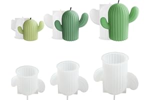 Stiesy 3 Pcs Silicone Cactus Candle Moulds, 3D Cactus Scented Candle Making Mold, Succulent Cactus Resin Epoxy Casting Mould for DIY Wax Soap Gesso Candles Aromatherapy Crafts Molds Decor