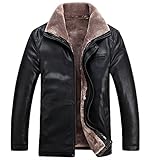 zara winterjacke damen leder  Plaer Herren Winterjacke Leder mit plüschigem, dickem Futter Gr. M, schwarz