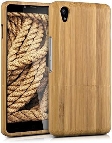 Minifamily® Natural bamboo case for the OnePlus X in light brown Come With Free Unique Ring and Rubber Wrist Band