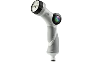 FITT Pistolet Multi-Jets pour Tuyau d'arrosage avec poignée Ergonomique et régulateur de débit. 4 Types de Jet