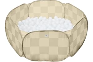 3 Sprouts Kids Ball Pit – Pop-Up Indoor Outdoor Ball Pits for Toddlers – Large Foldable Ballpit Pool - Active Play for Baby Babies Small Toddler Kid (Balls Not Included) (Checkerboard Beige)