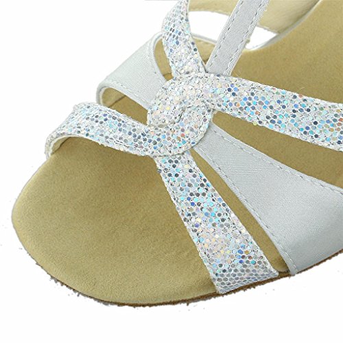 Jia Jia 20519 Damen Sandalen Ausgestelltes Heel Super-Satin Latein Tanzschuhe - 6