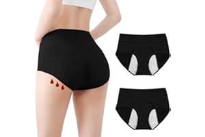 KUNOLI Lot de 2 Culotte Incontinence Femme Lavable, Culotte Anti Fuite Urinaire Femme Lavable sous-vêtements Menstruels à Haute Absorption, Culottes Menstruelles Taille Haute