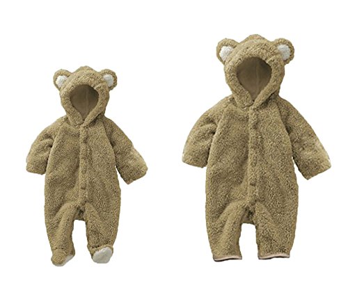 niceeshop(TM) Baby Toddler Winter Fleece Romper Playsuits Onesies (Khaki,90/9-12M)