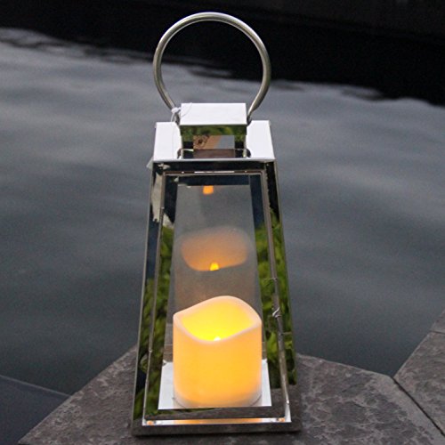 Signstek Deko flammenlose Laterne aus Edelstahl und gehärtetem Glas - 4